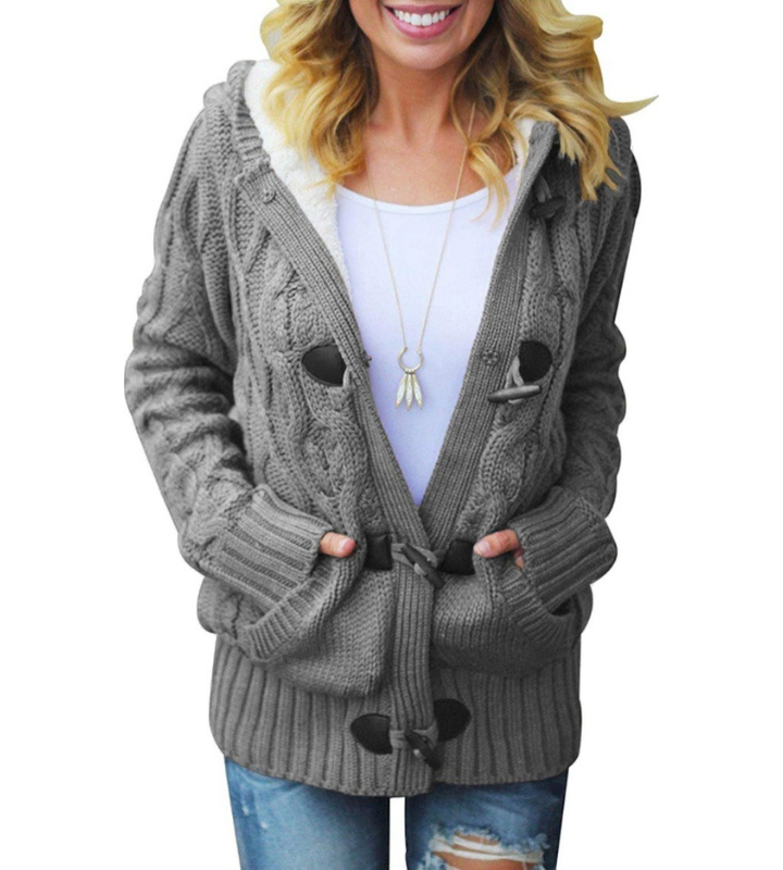 Women's Hooded Cardigans Coat Outwear with Pockets