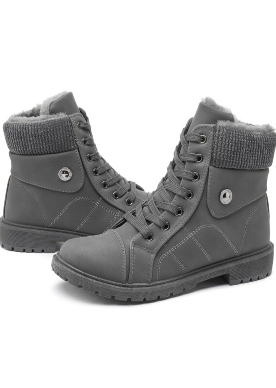 Waterproof Ankle Boots Non Slip Combat Lace up with Zipper