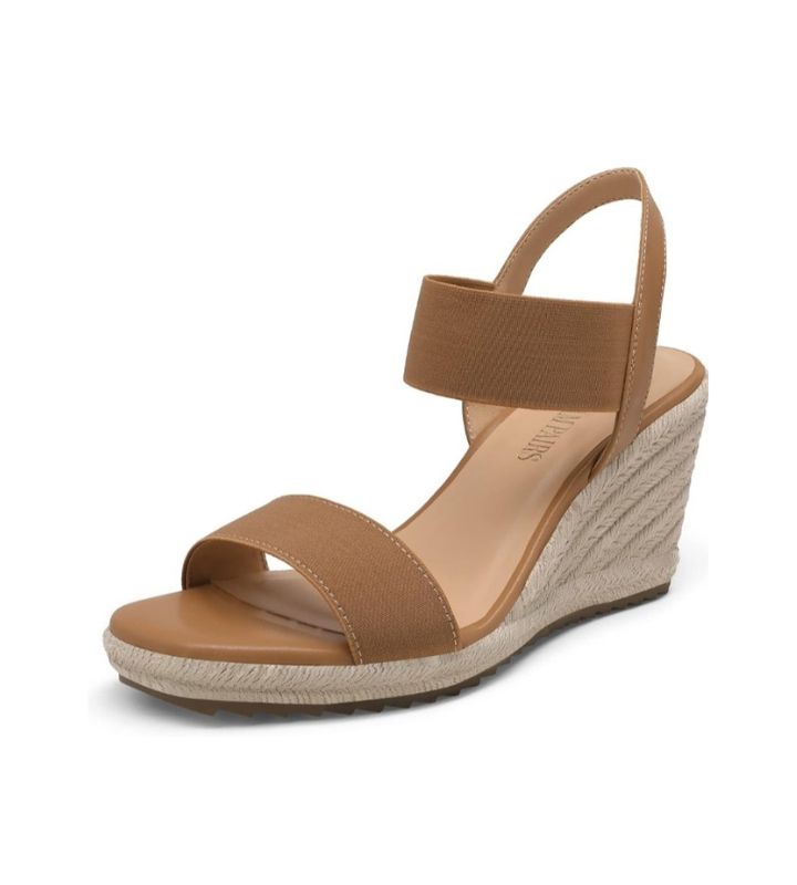 Open Toe Espadrilles Platform Sandals Slip on Elastic Ankle Strap Dream Pairs